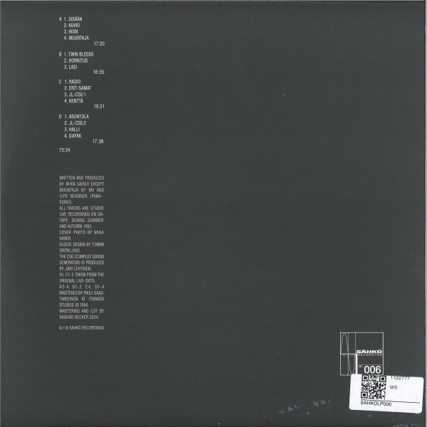 Ø – Metri (2xLP, Sähkö Recordings, 2025) Back Cover