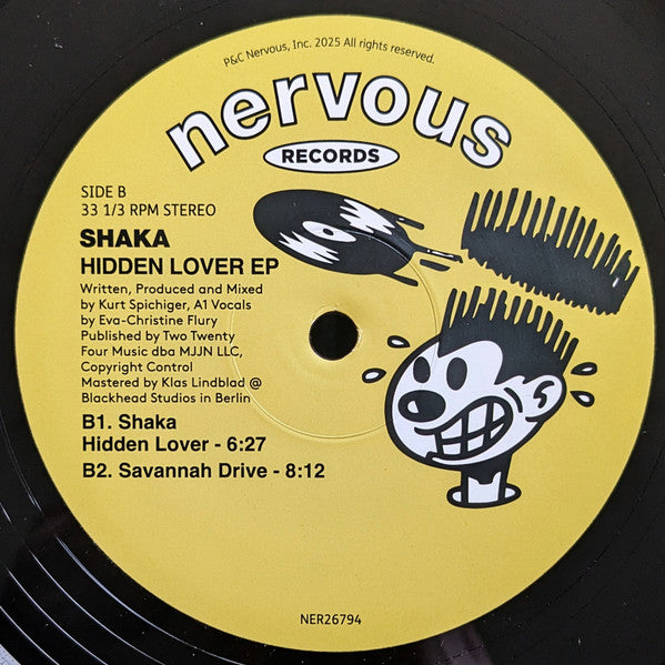 Shaka – Hidden Lover EP (12", Nervous Records, 2025) Back Cover