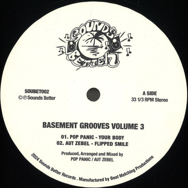 Pop Panic Aut Zebel Dj GLC G Punx – Basement Grooves Vol. 3 (12", Sounds Better, 2025) Back Cover