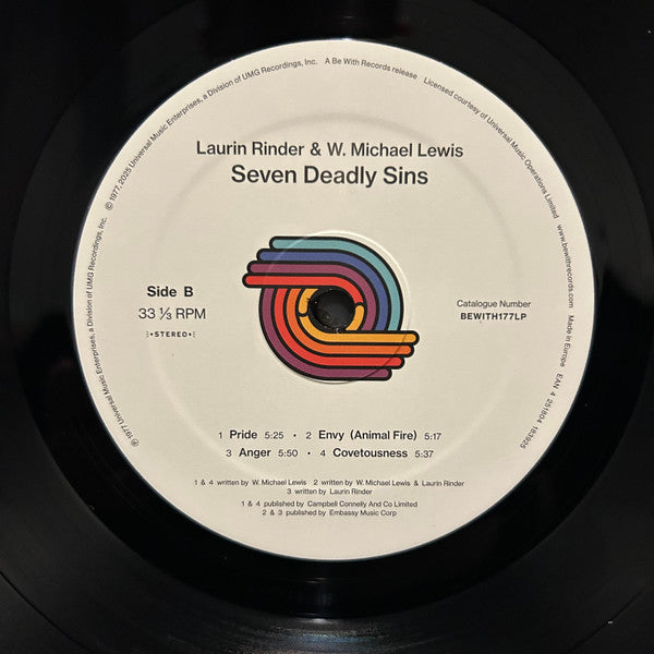 Laurin Rinder & W. Michael Lewis – Seven Deadly Sins (LP, Be With Records, 2025) Image 4