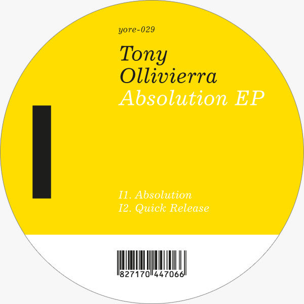 Tony Ollivierra – Absolution EP (12", Yore Records, 2012) Front Cover