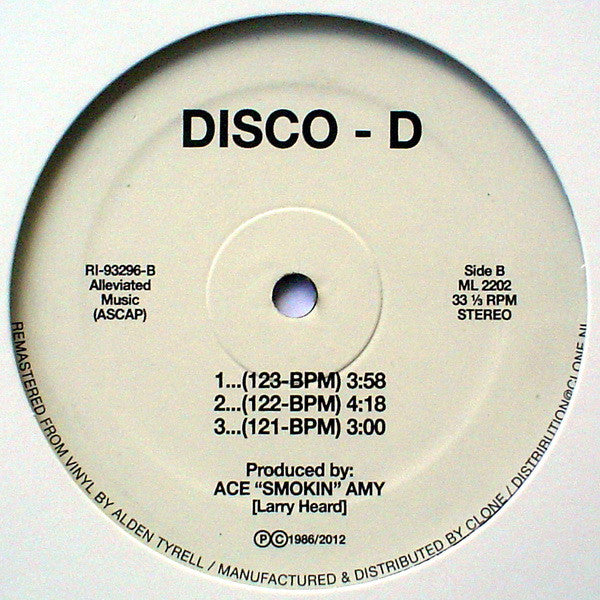 Disco - D – Dance Tracs (12", Alleviated Records, 2012) Back Cover