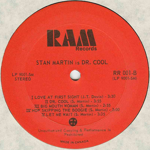 Stan Martin – Is Dr. Cool (LP, Ram Records, 1978) Image 4