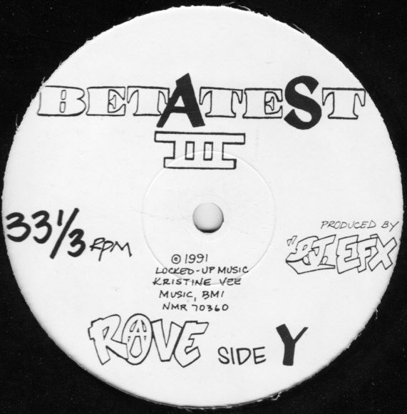 Beta Test – Beta Test III (12", Nastymix Records, 1991) Back Cover