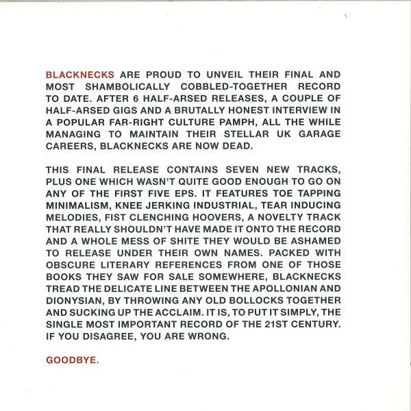 Blacknecks – 6 (2x12", Blacknecks, 2014) Back Cover