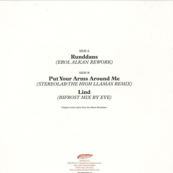 Todd Rundgren Emil Nikolaisen Hans-Peter Lindstrøm – Runddans (Remixed) (12", Smalltown Supersound, 2015) Back Cover