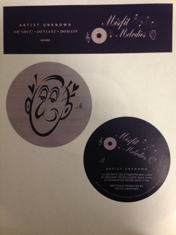 Artist Unknown – Oh Sh#t! / Deviant / Domain (12", Stamped, Misfit Melodies, 2016) Back Cover