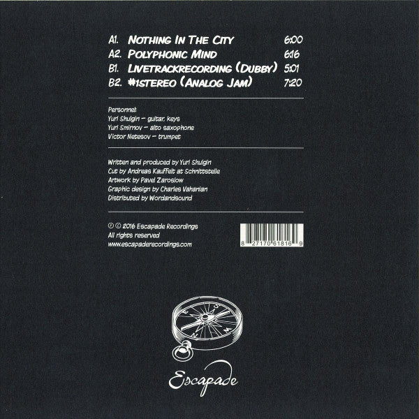 Yuri Shulgin – Polyphonic Mind (12", Escapade Recordings, 2016) Back Cover