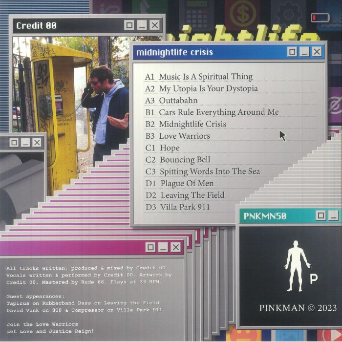 Credit 00 – Midnightlife Crisis (2x12", Pinkman, 2023) Back Cover