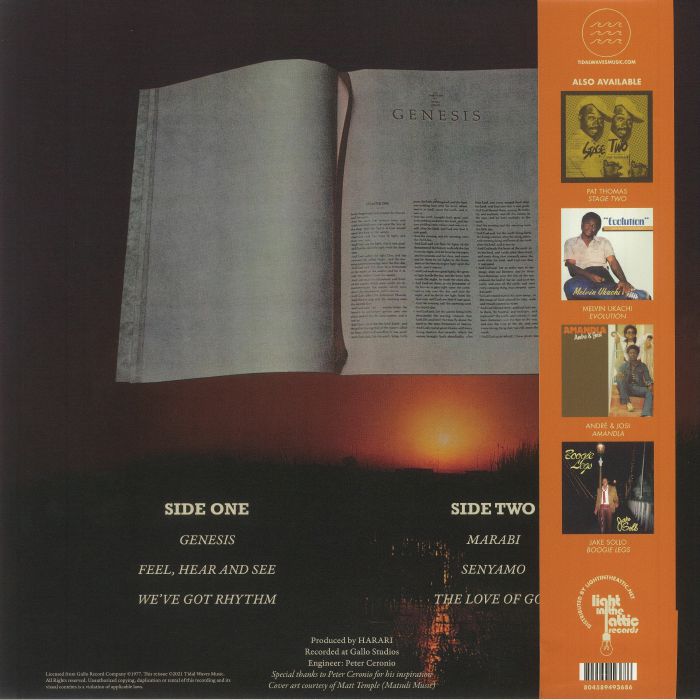 Harari – Genesis (LP, Tidal Waves Music, 2021) Back Cover