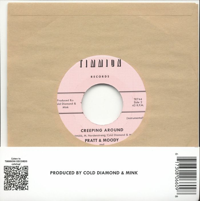Pratt & Moody Cold Diamond & Mink – Creeping Around (7", Pink, Timmion Records, 2024) Back Cover