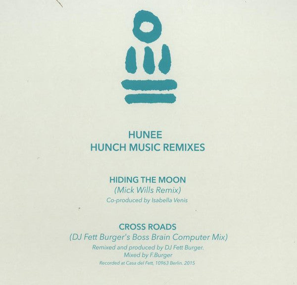 Hunee – Hunch Music Remixes (12", Rush Hour, 2016) Back Cover