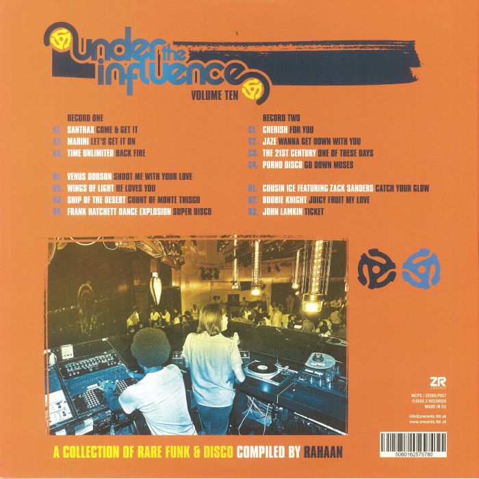 Rahaan – Under The Influence Volume Ten (A Collection Of Rare Funk & Disco) (2xLP, Z Records, 2022) Back Cover