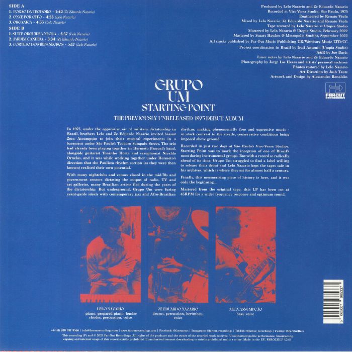 Grupo Um – Starting Point (LP, Far Out Recordings, 2023) Back Cover