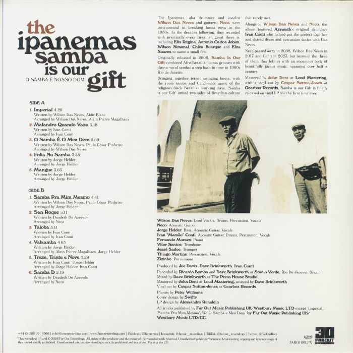 The Ipanemas – Samba Is Our Gift (O Samba É Nosso Dom) (LP, Green, Far Out Recordings, 2024) Back Cover