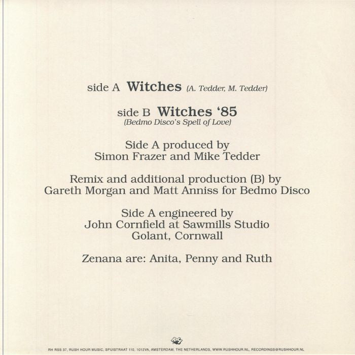 Zenana – Witches (12", Rush Hour, 2024) Back Cover