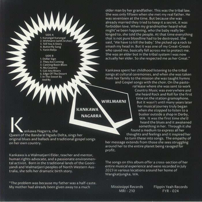 Kankawa Nagarra – Wirlmarni (LP, Mississippi Records, 2024) Back Cover
