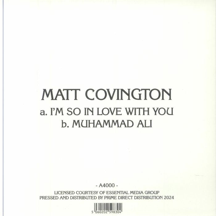 Matt Covington – I'm So In Love With You (7", April Records, 2024) Back Cover