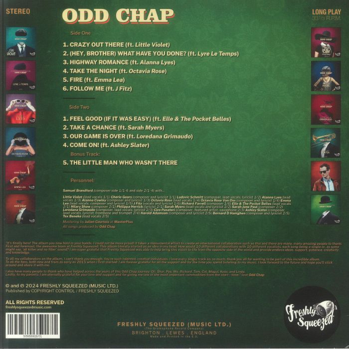 Odd Chap – Collaborations (LP, Green, Freshly Squeezed Music, 2024) Back Cover