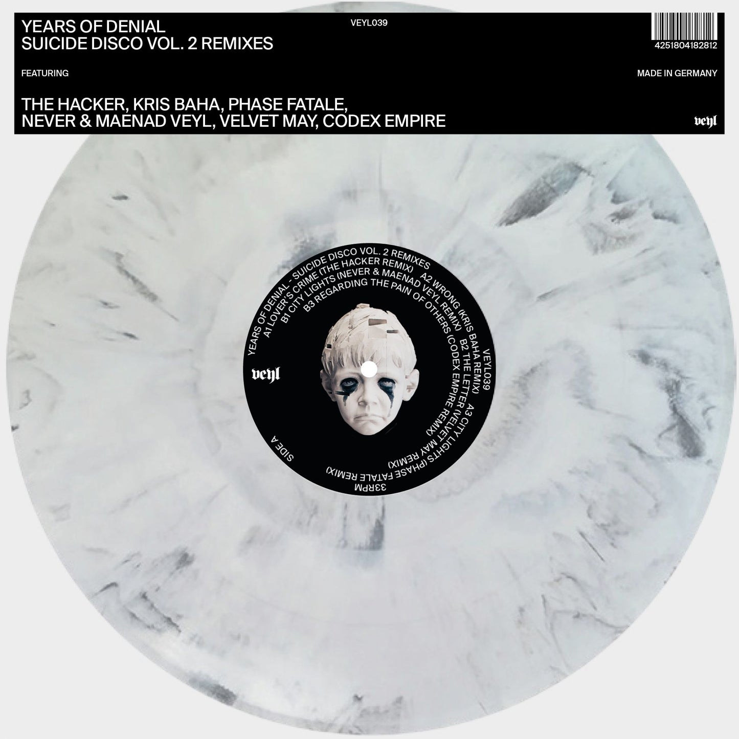 Years of Denial – Suicide Disco Vol. 2 Remixes (12", White & Black Marbled, VEYL, 2024) Front Cover