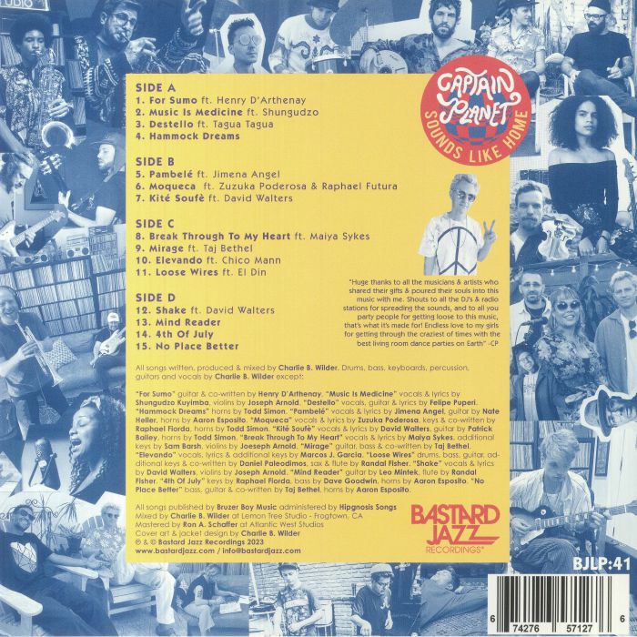 Captain Planet – Sounds Like Home (2xLP, black, Bastard Jazz Recordings, 2023) Back Cover
