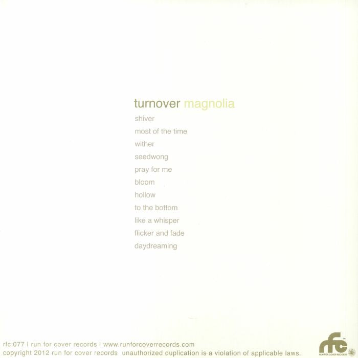 Turnover – Magnolia (LP, Leafy Green, Run For Cover Records, 2024) Back Cover