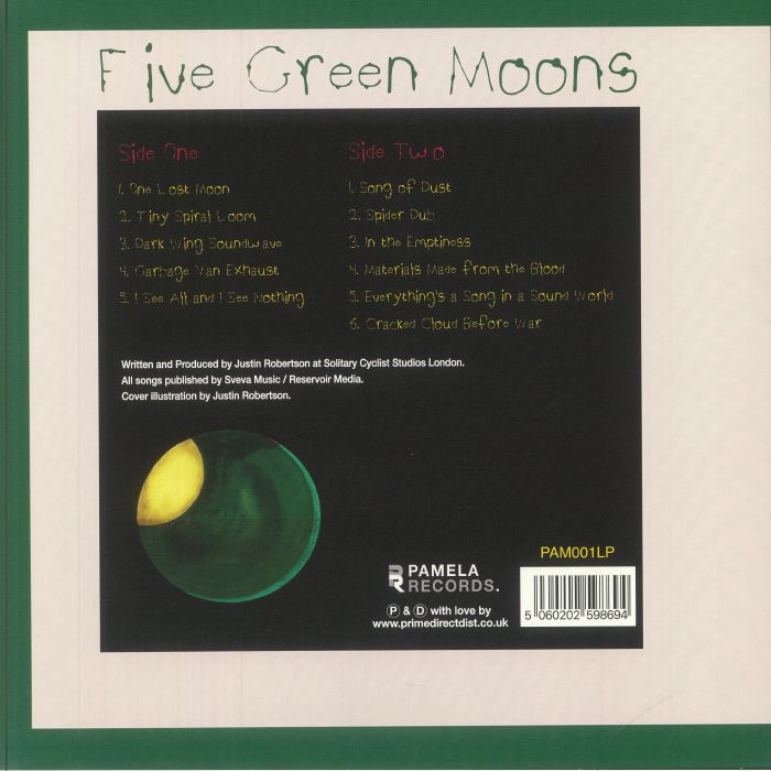 Five Green Moons – Moon 1 (LP, Green, Pamela Records, 2024) Back Cover