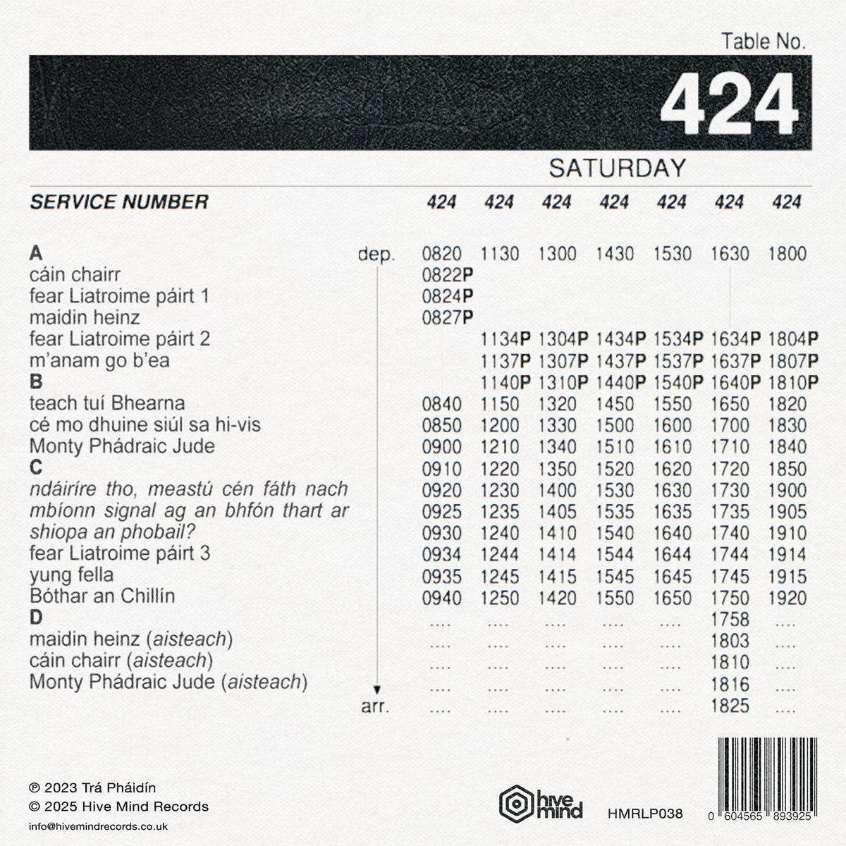 Trá Pháidín - An 424 (2xLP)