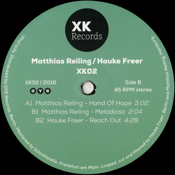 Matthias Reiling Hauke Freer – XK02 (12", XK Records, 2016) Back Cover