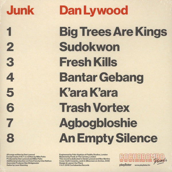 Dan Lywood – Junk (LP, Cochabamba, 2016) Back Cover
