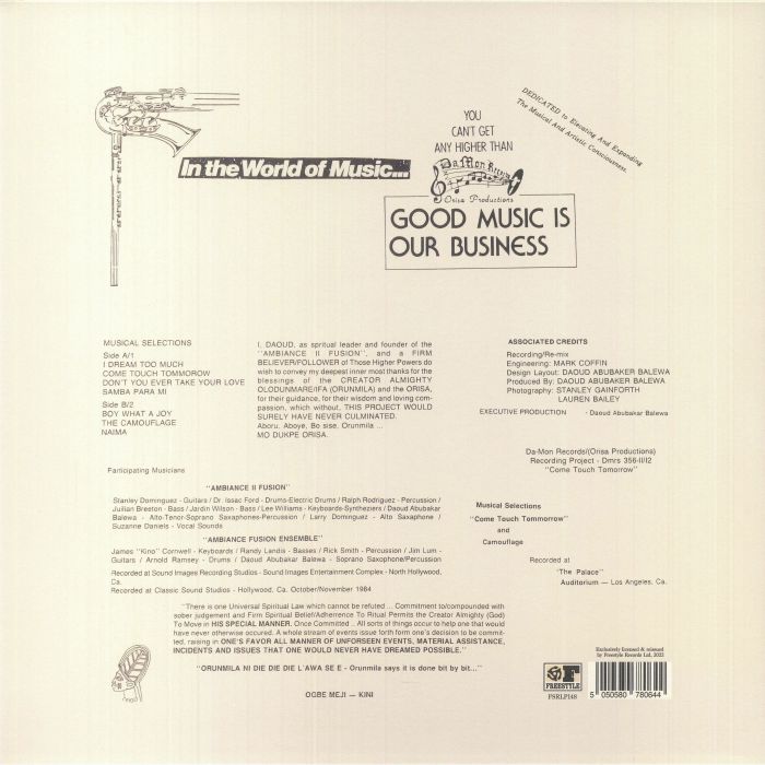 Ambiance II Fusion – Come Touch Tomorrow (LP, Freestyle Records, 2023) Back Cover