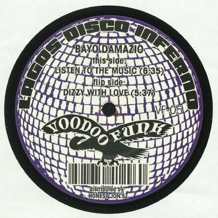 Bayo Damazio – Listen To The Music (12", Voodoo Funk, 2014) Back Cover