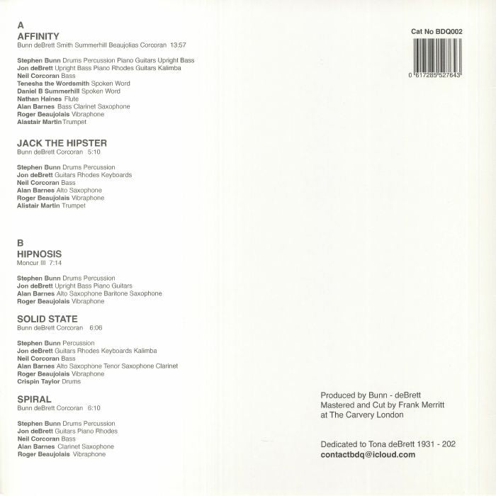 BunnDebrettQuintet – BunnDebrettQuintet 2 (LP, BDQ Records, 2022) Back Cover
