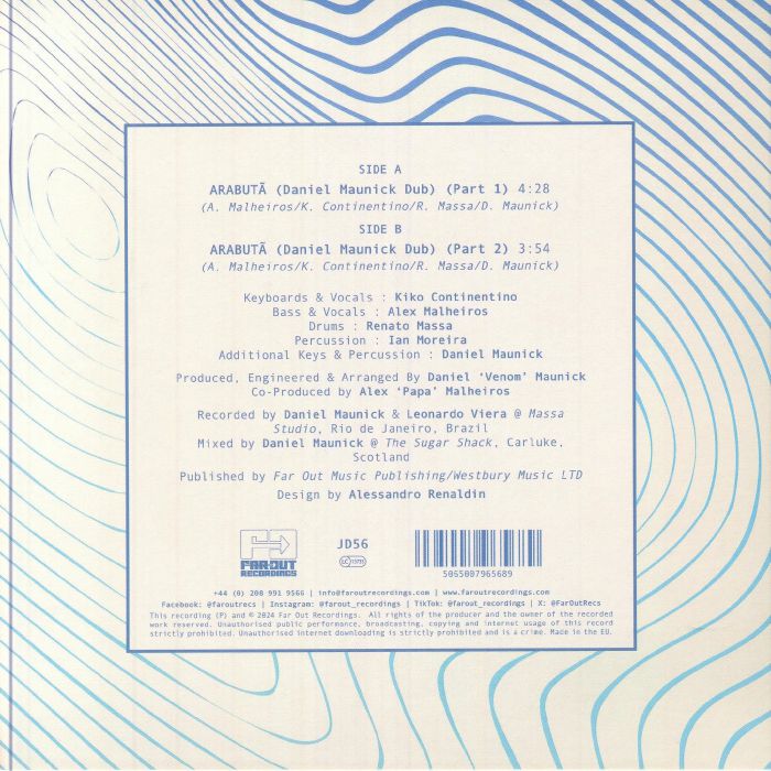 Azymuth – Arabutã (7", Far Out Recordings, 2024) Back Cover