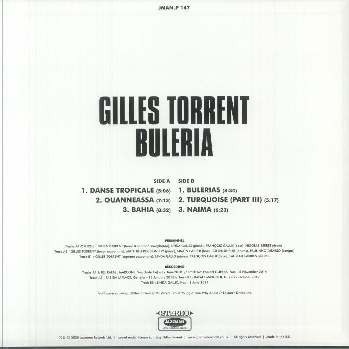 Gilles Torrent – Buleria (LP, Jazzman, 2025) Back Cover