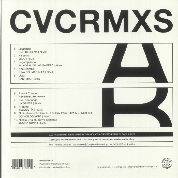 Chancha Vía Circuito – Remixes (LP, Opaque Blue, Wonderwheel Recordings, 2025) Back Cover
