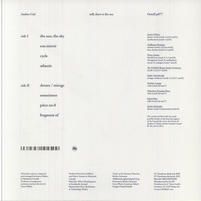 Ambre Ciel – Still, There Is The Sea (LP, Gondwana Records, 2025) Back Cover