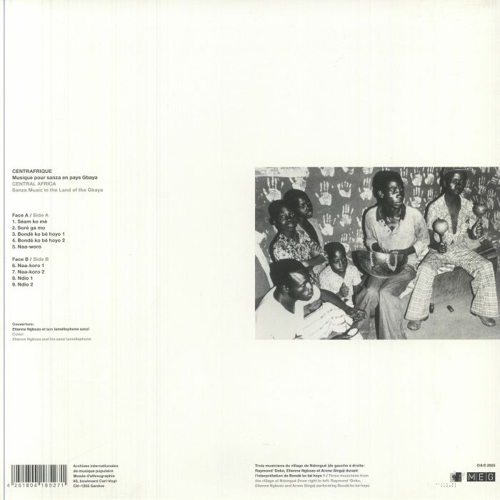 Various – Centrafrique (Musique Pour Sanza En Pays Gbaya) (LP, MEG Geneva, 2025) Back Cover