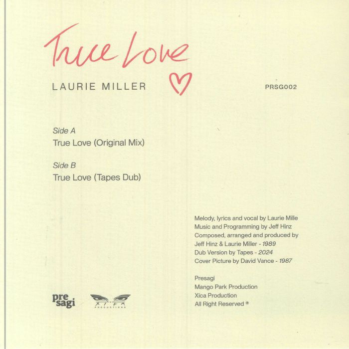 Laurie Miller – True Love (7", Presagi, 2025) Back Cover