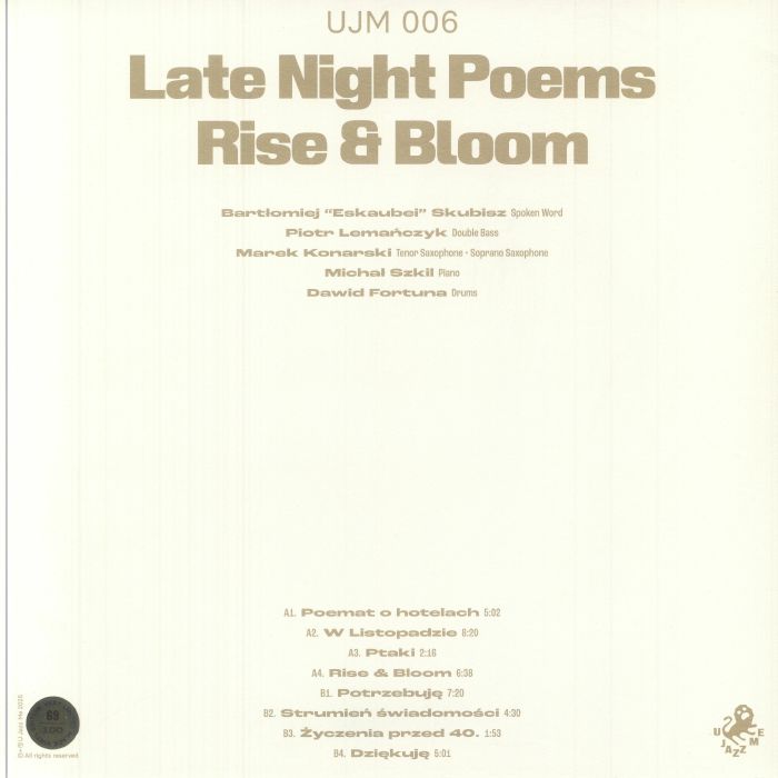 Late Night Poems – Rise & Bloom (LP, U Jazz Me, 2025) Back Cover