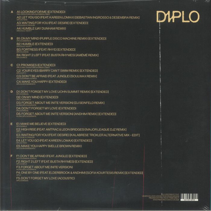 Diplo – Diplo (12"+12"+12", Red+Green+Blue, Sweat It Out!, 2026) Back Cover