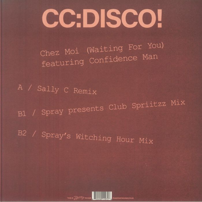CC:DISCO! Confidence Man – Chez Moi (Waiting For You) (12", Phantasy Sound, 2026) Back Cover