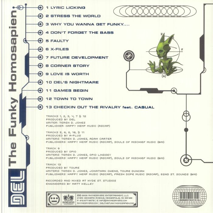 Del The Funky Homosapien – Future Development (2xLP, Blue Green Marbled, Rhymesayers Entertainment, 2026) Back Cover