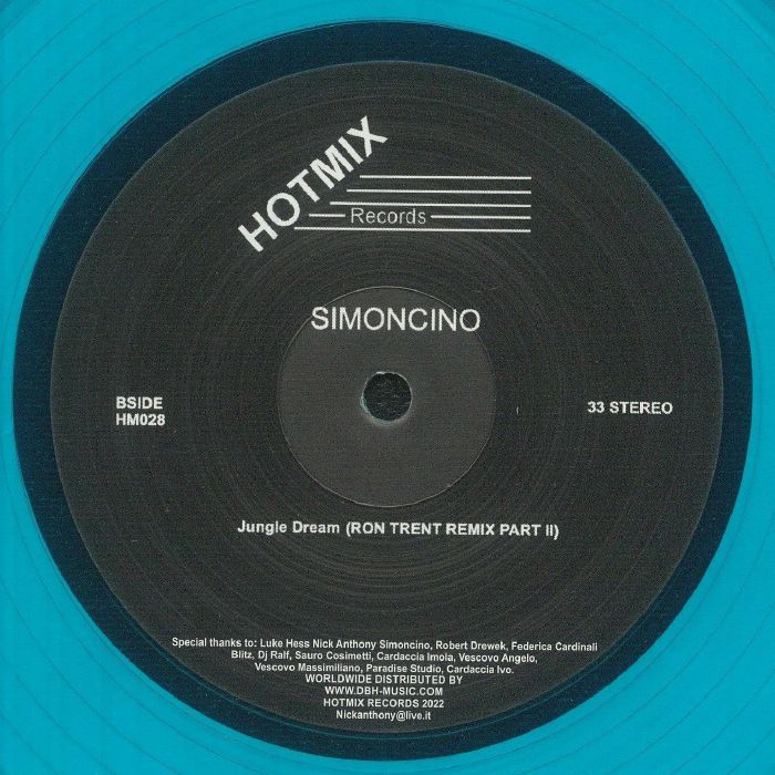 Simoncino – Jungle Dream (Ron Trent Remixes) (12", Clear Turquoise, HotMix Records, 2026) Back Cover