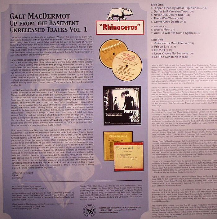 Galt MacDermot - Up From The Basement - Unreleased Tracks Vol. 1 (LP)