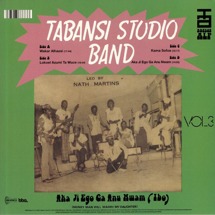 Tabansi Studio Band – Wakar Alhazai Kano / Mus'en Sofoa (2xLP, BBE, 2020) Back Cover