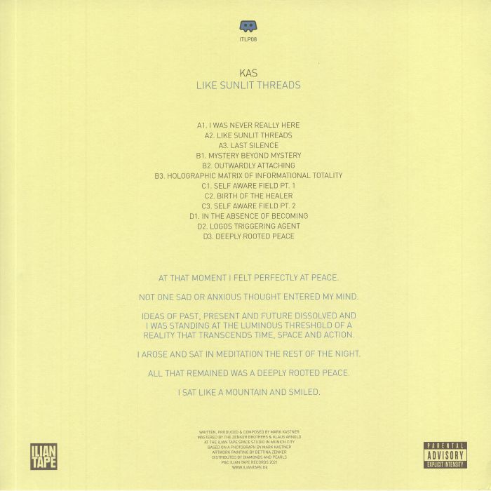 Kas – Like Sunlit Threads (2x12", 180g, Ilian Tape, 2021) Back Cover
