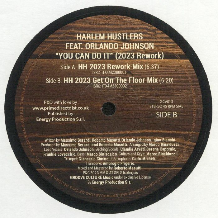 Harlem Hustlers Feat. Orlando Johnson - You Can Do It (2023 Rework) (12")