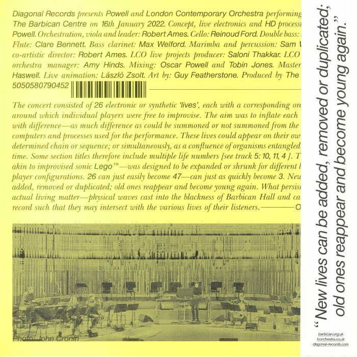 Powell LCO – 26 Lives (LP, Clear, Diagonal, 2023) Back Cover