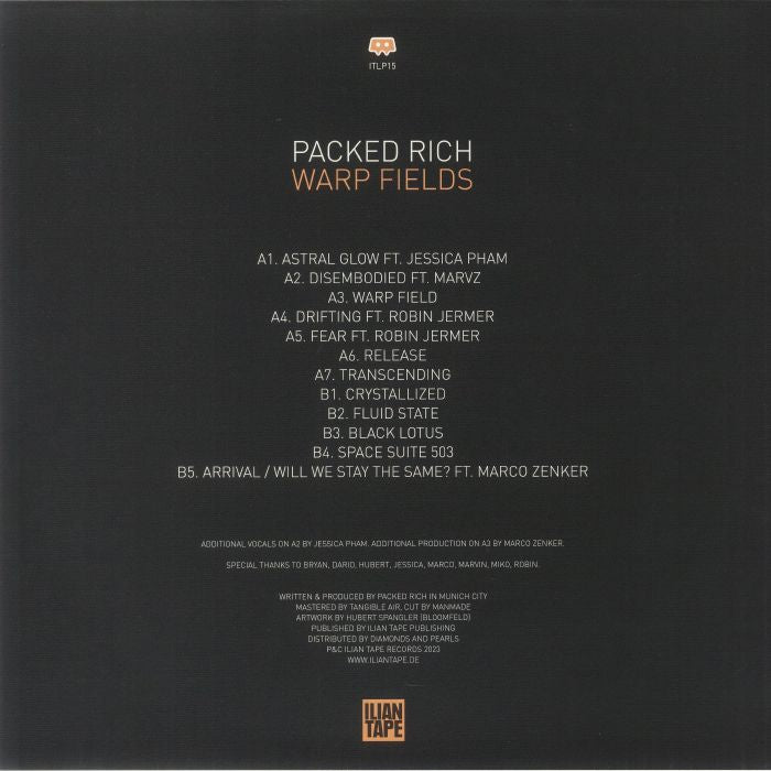 Packed Rich – Warp Fields (LP, Ilian Tape, 2023) Back Cover